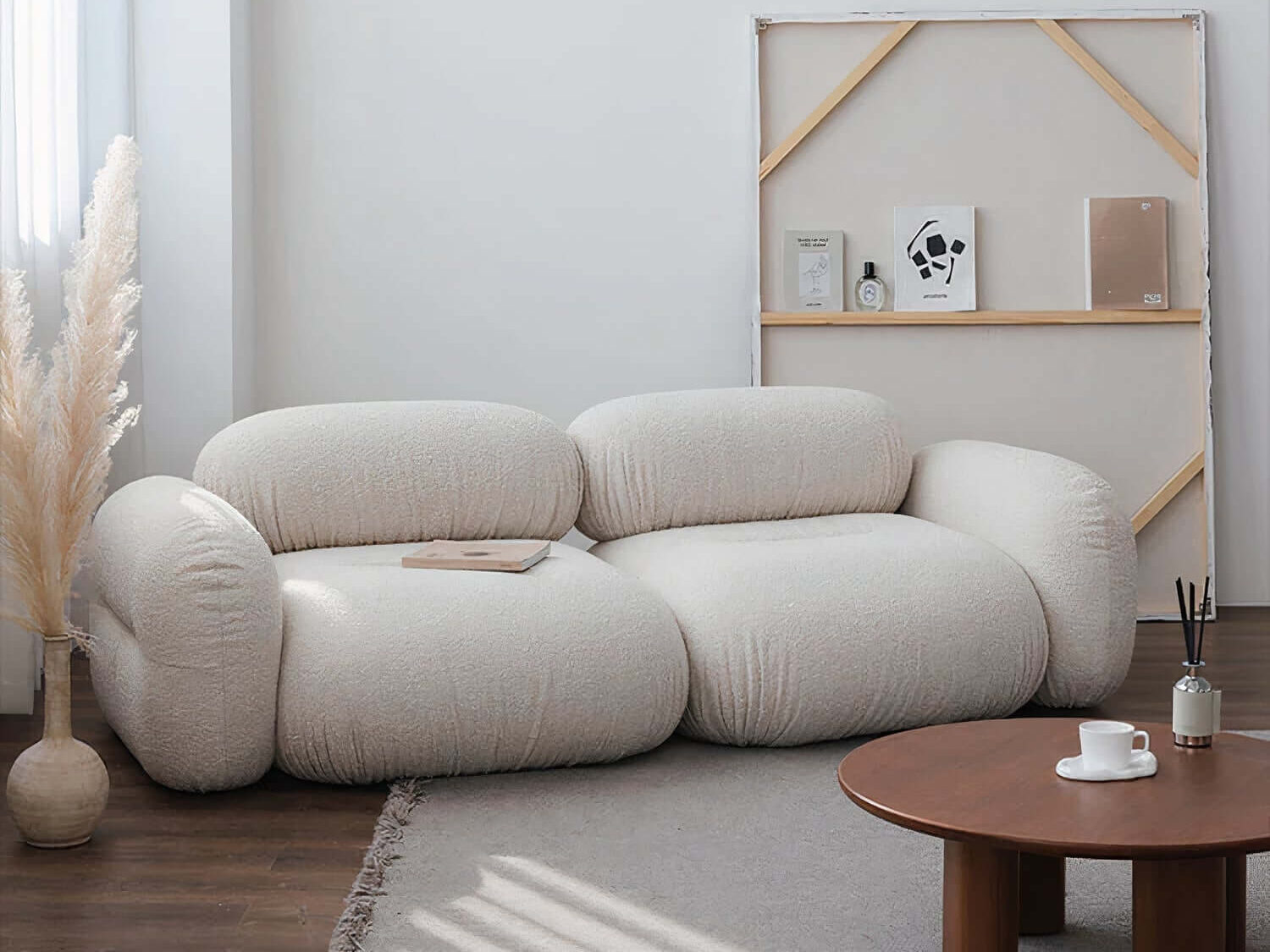 Cream boucle modular Emerie