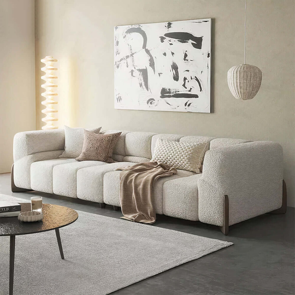 Violet boucle sofa