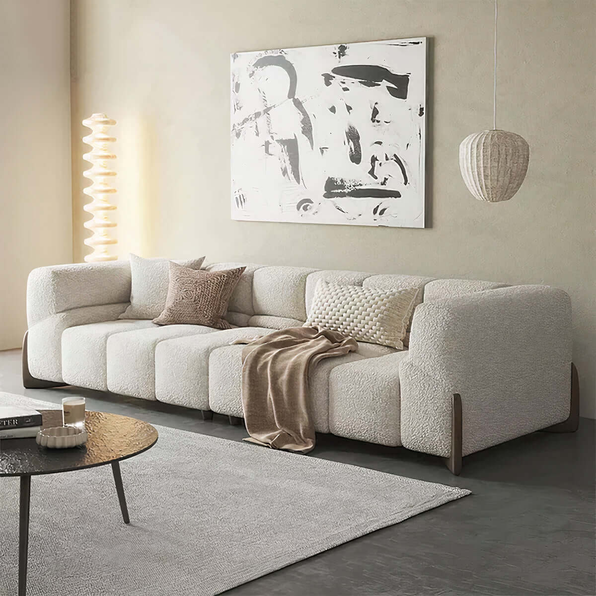 Violet boucle sofa