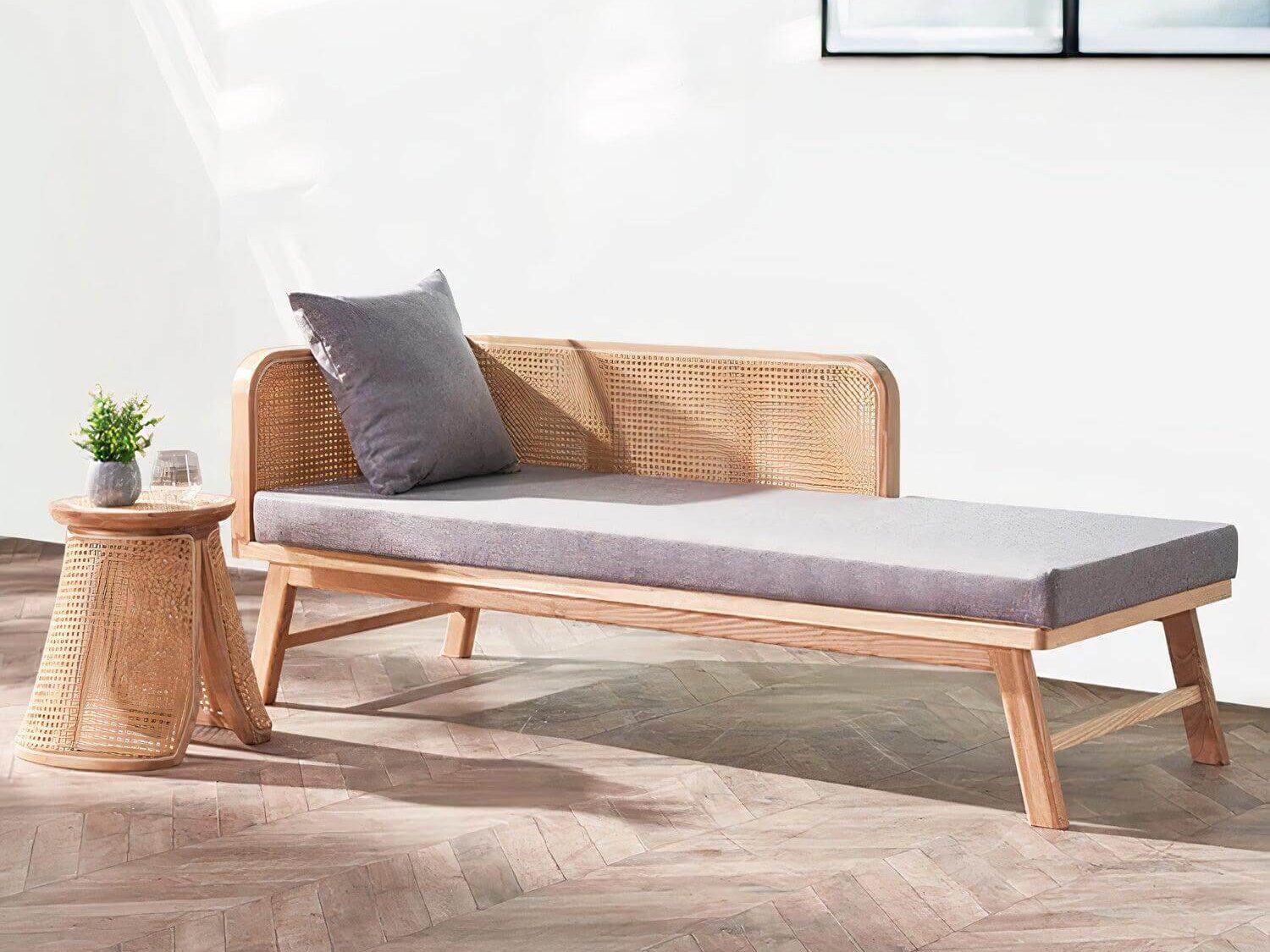 Indie rattan chaise lounge