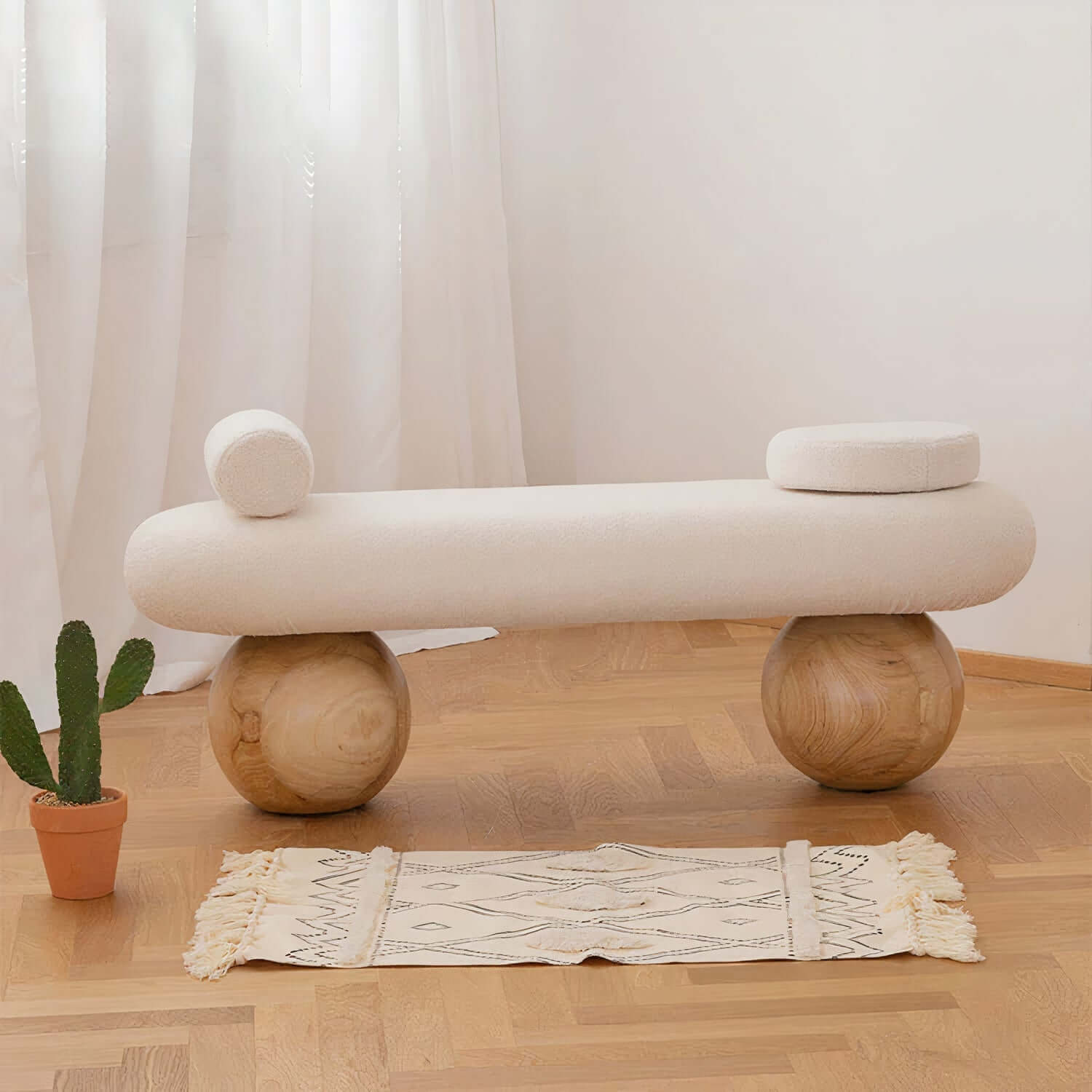 White boucle Estella bench