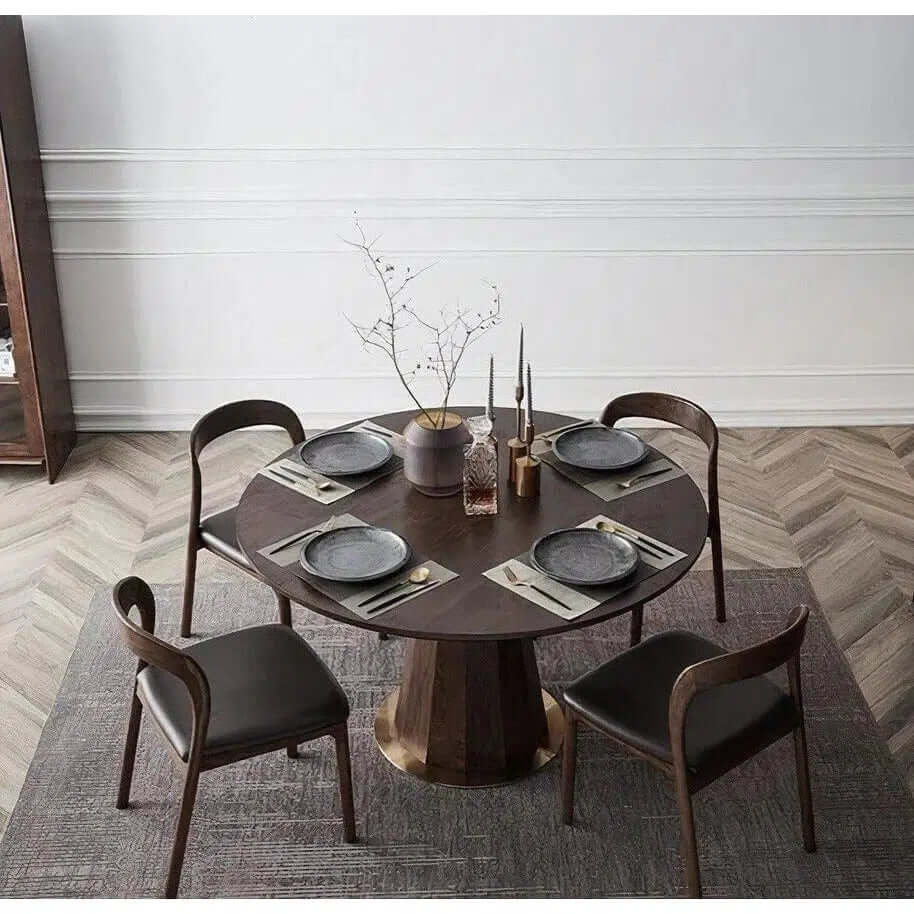 Minimalistic round wooden dining