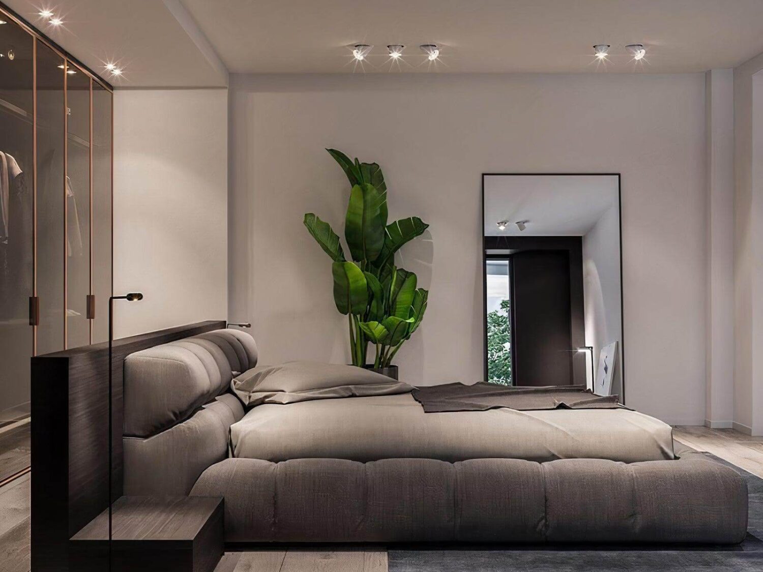 Neutral gray tufted