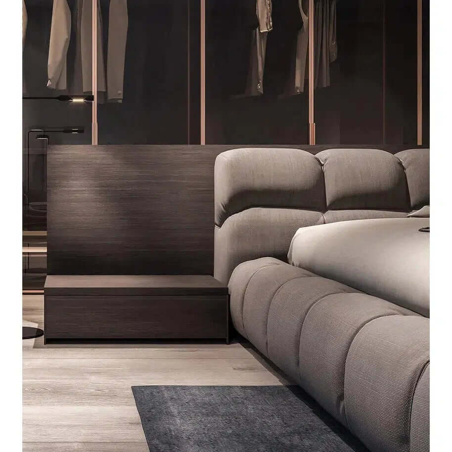 Modern gray tufted linen