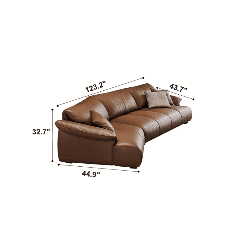 Brown leather curved