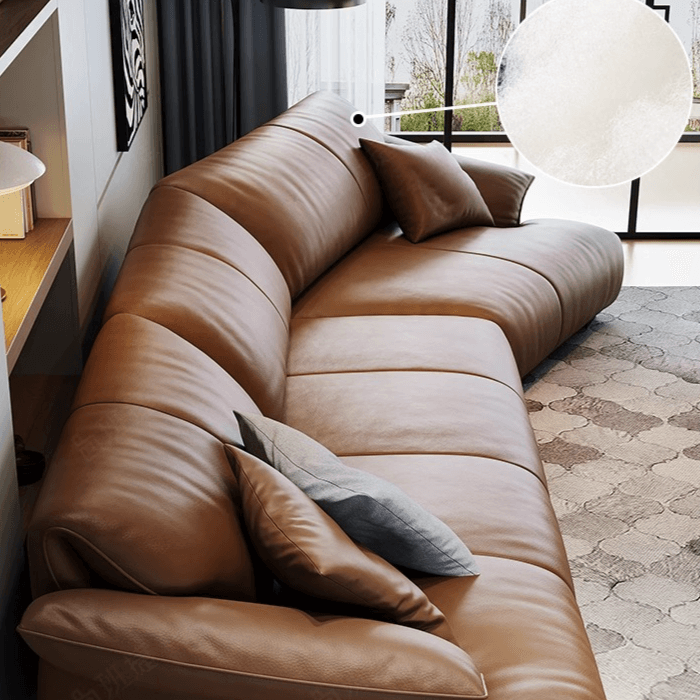 Brown leather curved
