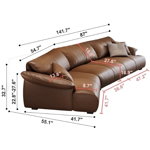 Brown leather curved