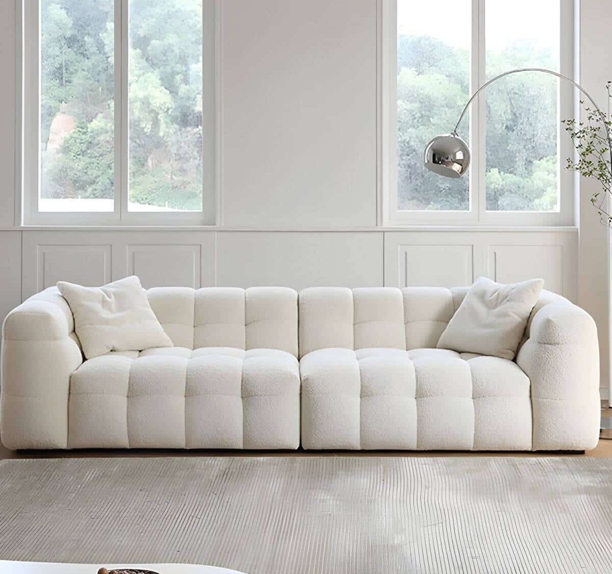 White tuxedo arm sofa with