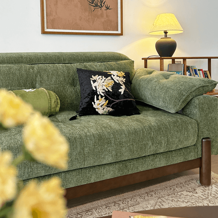 Vintage green chenille sofa