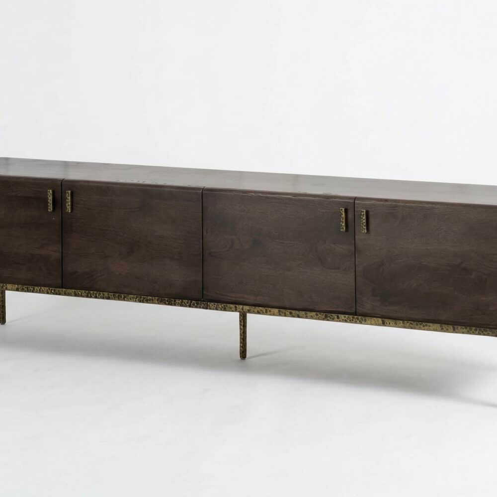 Brown Long Espresso Wood Tone Oak Cabinet TV Stand 相册图 #1 resized