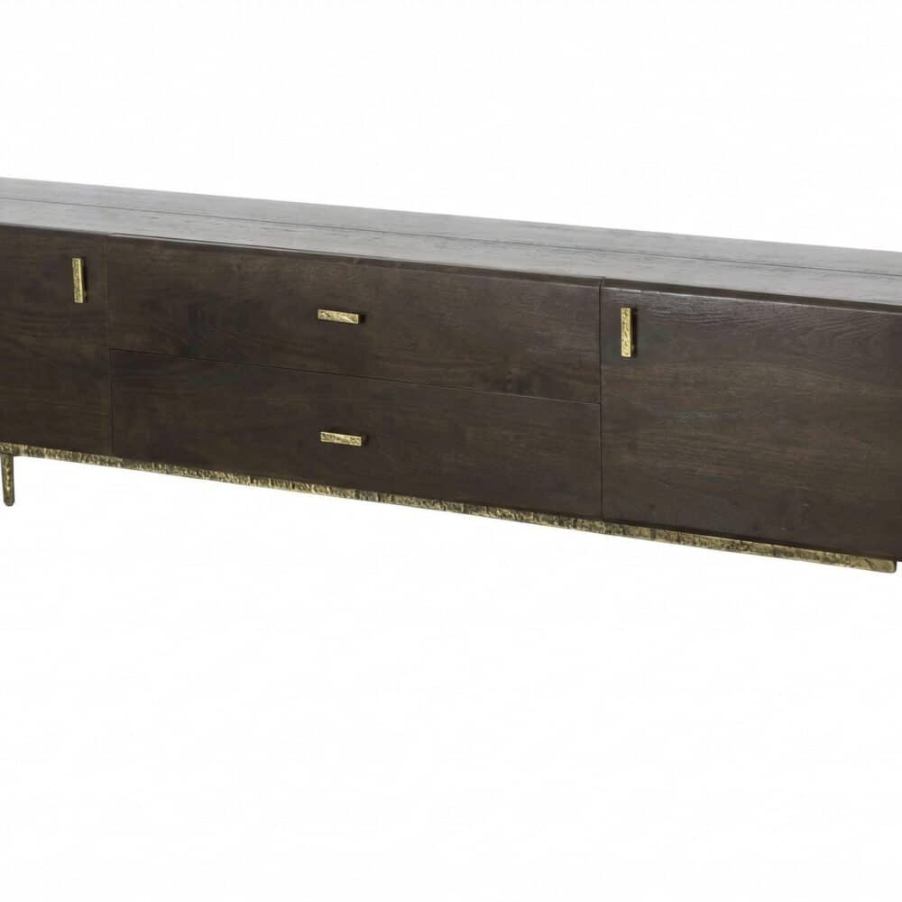 Brown Long Espresso Wood Tone Oak Cabinet TV Stand 相册图 #5 resized