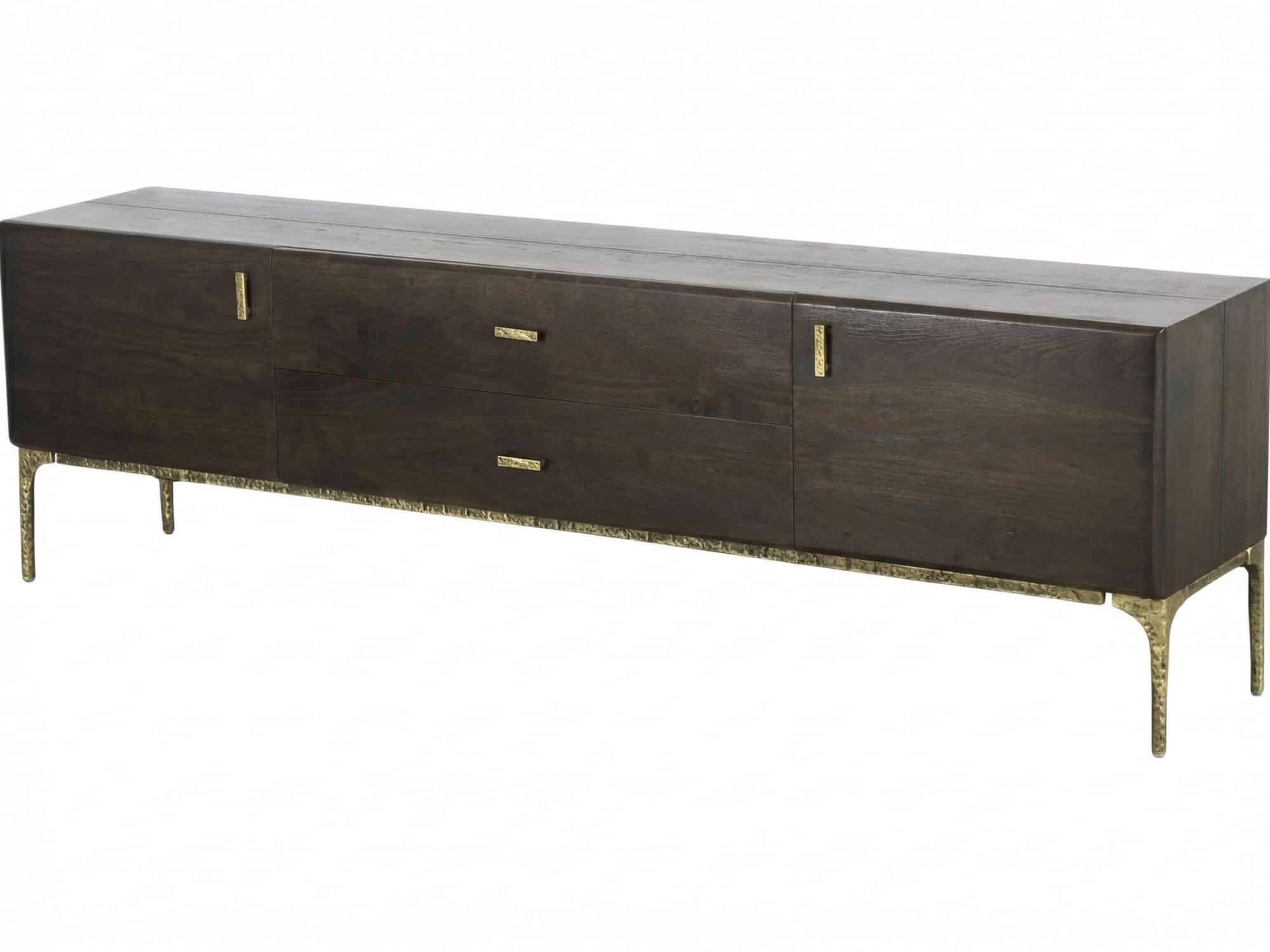 Brown Long Espresso Wood Tone Oak Cabinet TV Stand 相册图 #5 resized