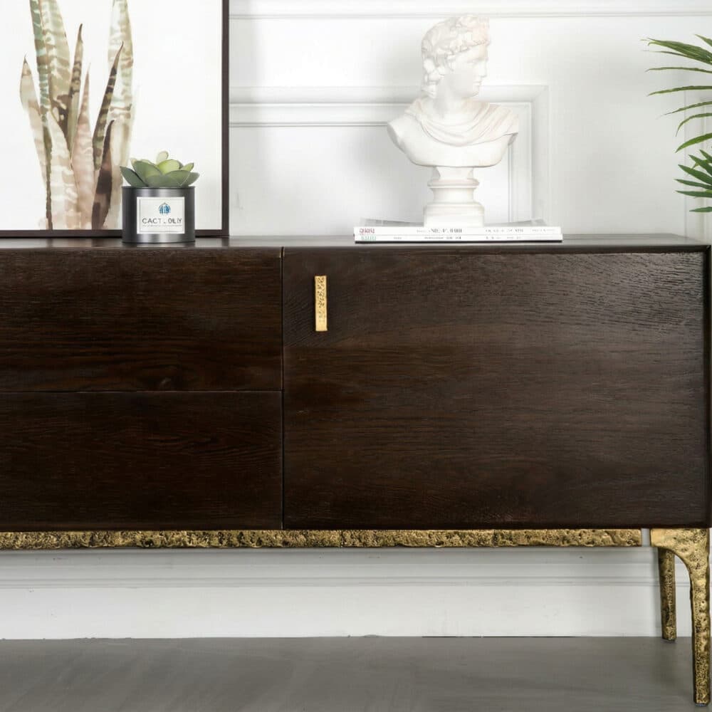 Brown Long Espresso Wood Tone Oak Cabinet TV Stand 相册图 #6 resized