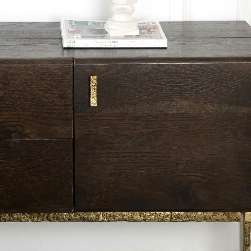 Brown Long Espresso Wood Tone Oak Cabinet TV Stand 相册图 #8 resized