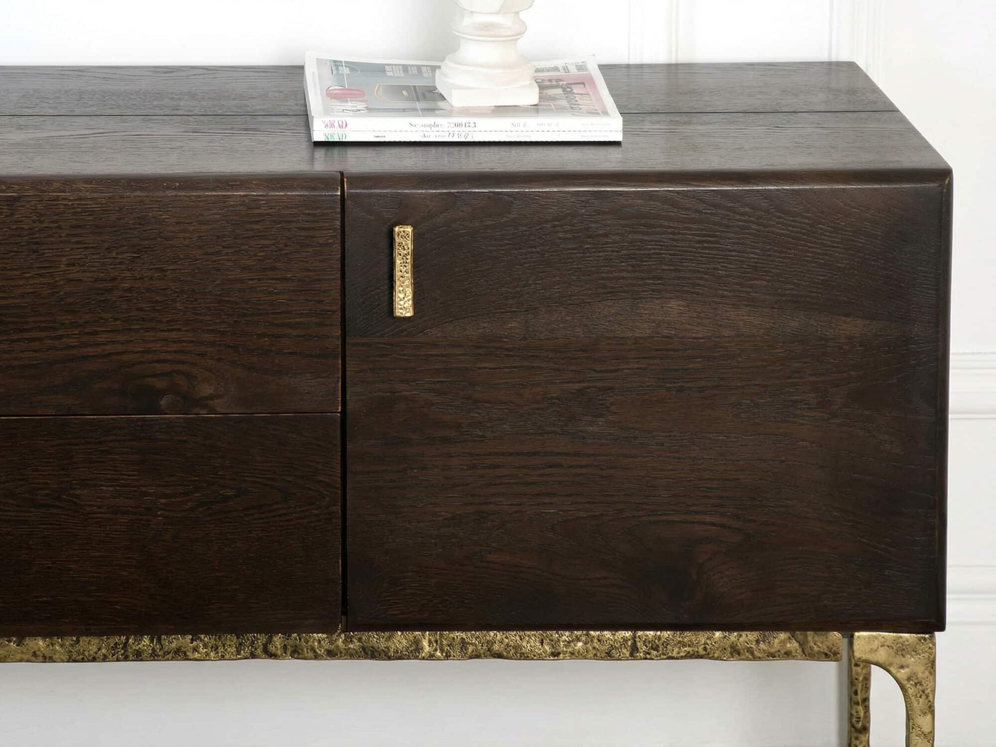 Brown Long Espresso Wood Tone Oak Cabinet TV Stand 相册图 #8 resized