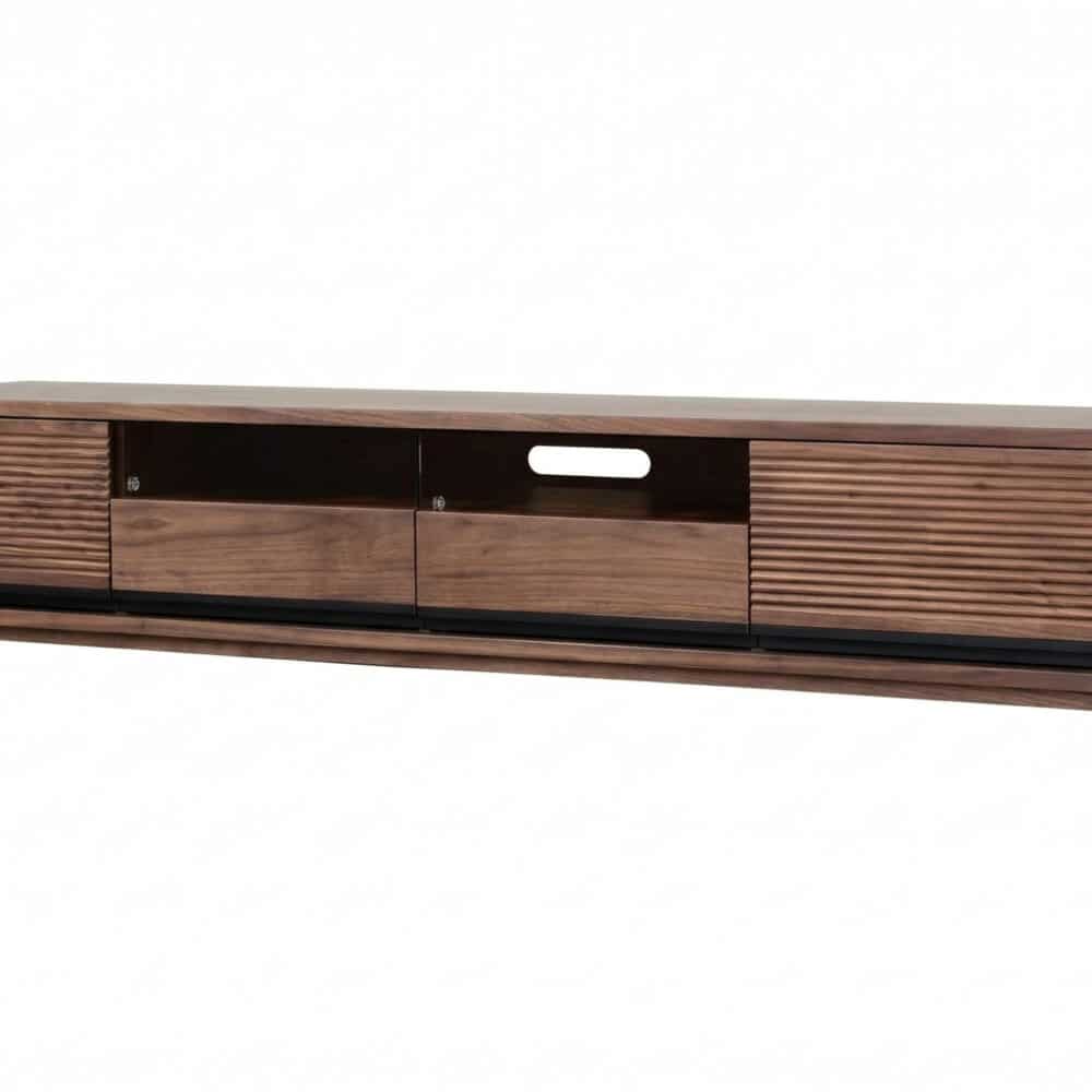 Brown Walnut Wood Drawers Rectangle 2 Tiers TV Stand 相册图 #1 resized