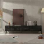 Elegant Black Wood Rectangle Carving Long TV Stand 商品主图 scene
