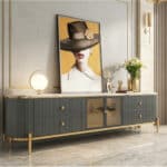 Glam Grey Stone Cabinet Shelves Drawers TV Stand 变体图 / size: 71"L x 16"W x 22"H / color: Grey scene