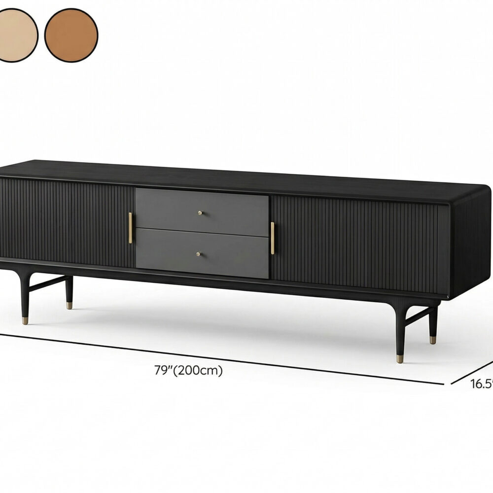 Industrial Oak Wood Enclosed Storage Long TV Stand 相册图 #12 resized
