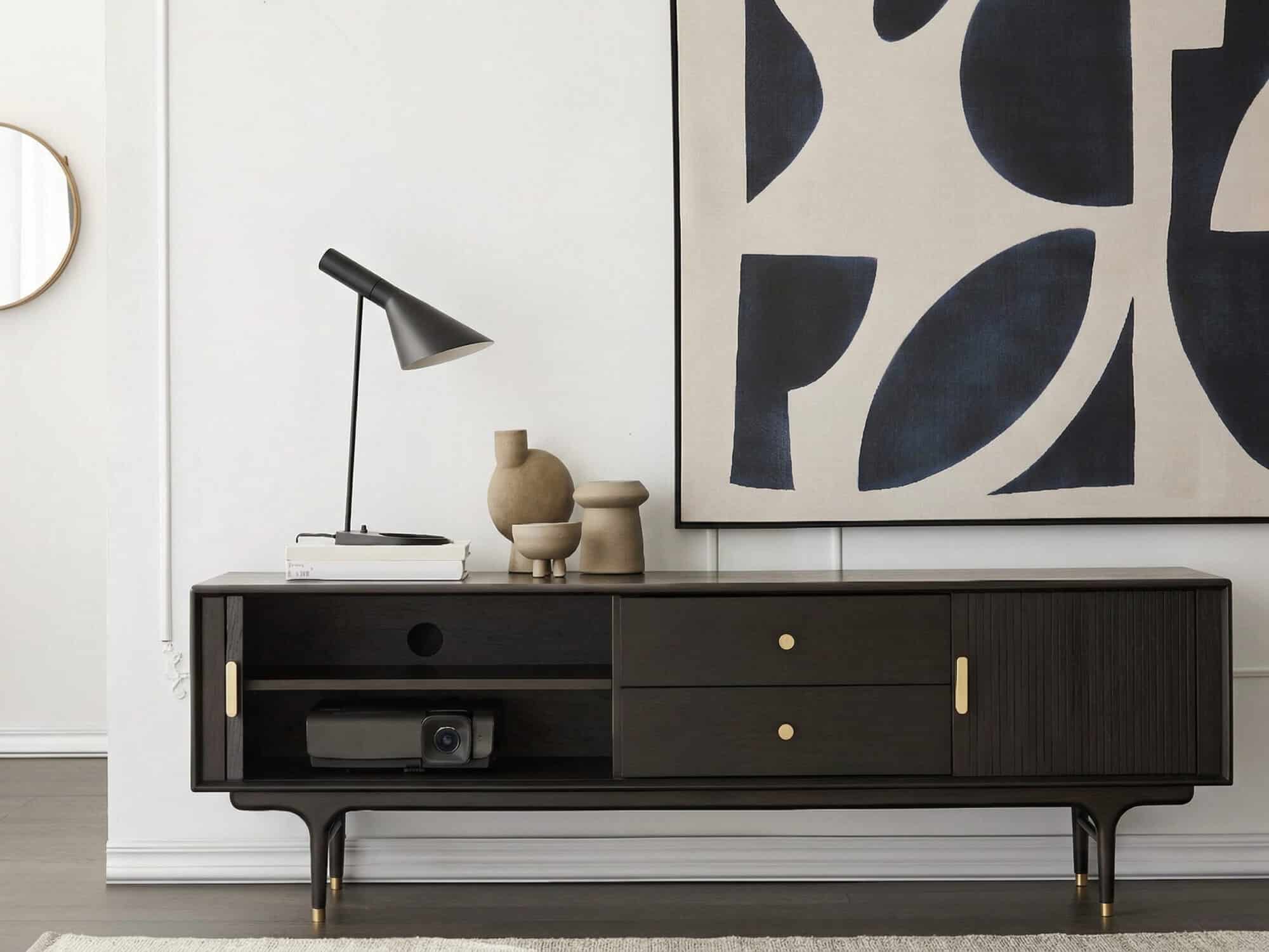 Industrial Oak Wood Enclosed Storage Long TV Stand 相册图 #7 resized