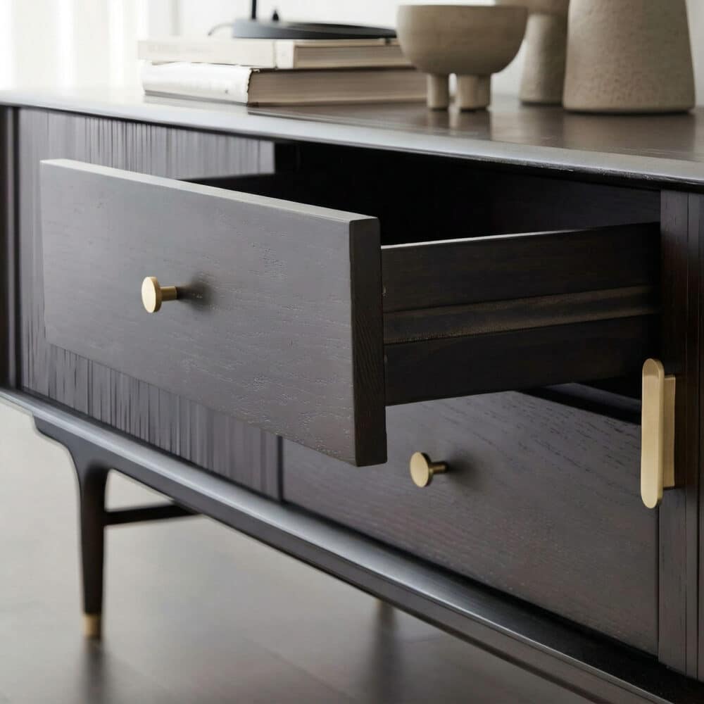 Industrial Oak Wood Enclosed Storage Long TV Stand 相册图 #8 resized