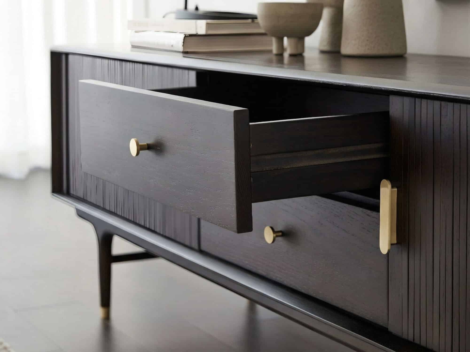 Industrial Oak Wood Enclosed Storage Long TV Stand 相册图 #8 resized