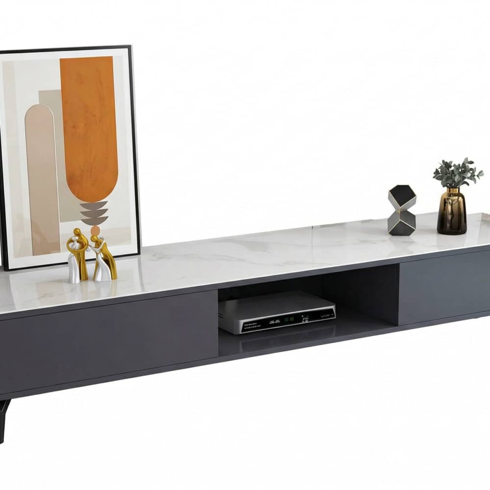 Living Room Black Glass Open Storage Cabinet TV Stand 相册图 #4 resized