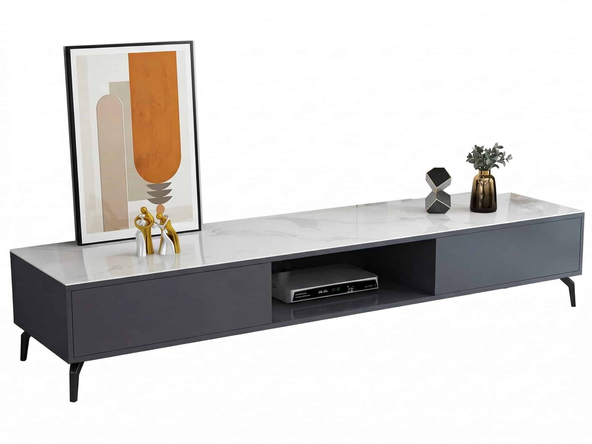 Living Room Black Glass Open Storage Cabinet TV Stand 相册图 #4 resized
