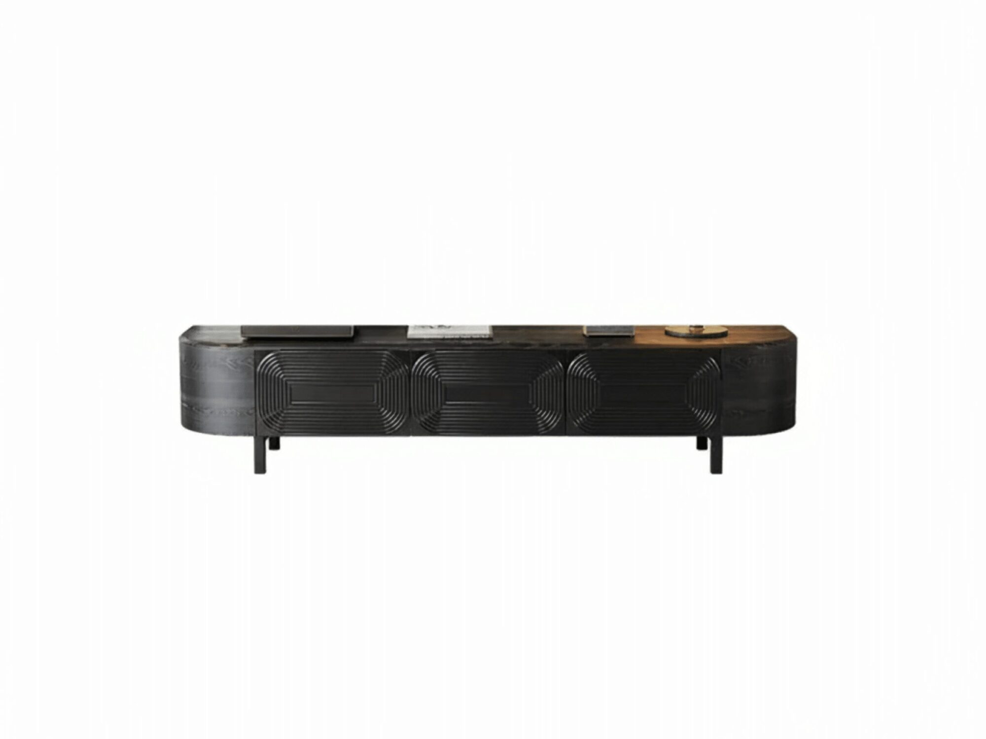 Mid Century Modern Black Wood Tv Stand With Drawers 3