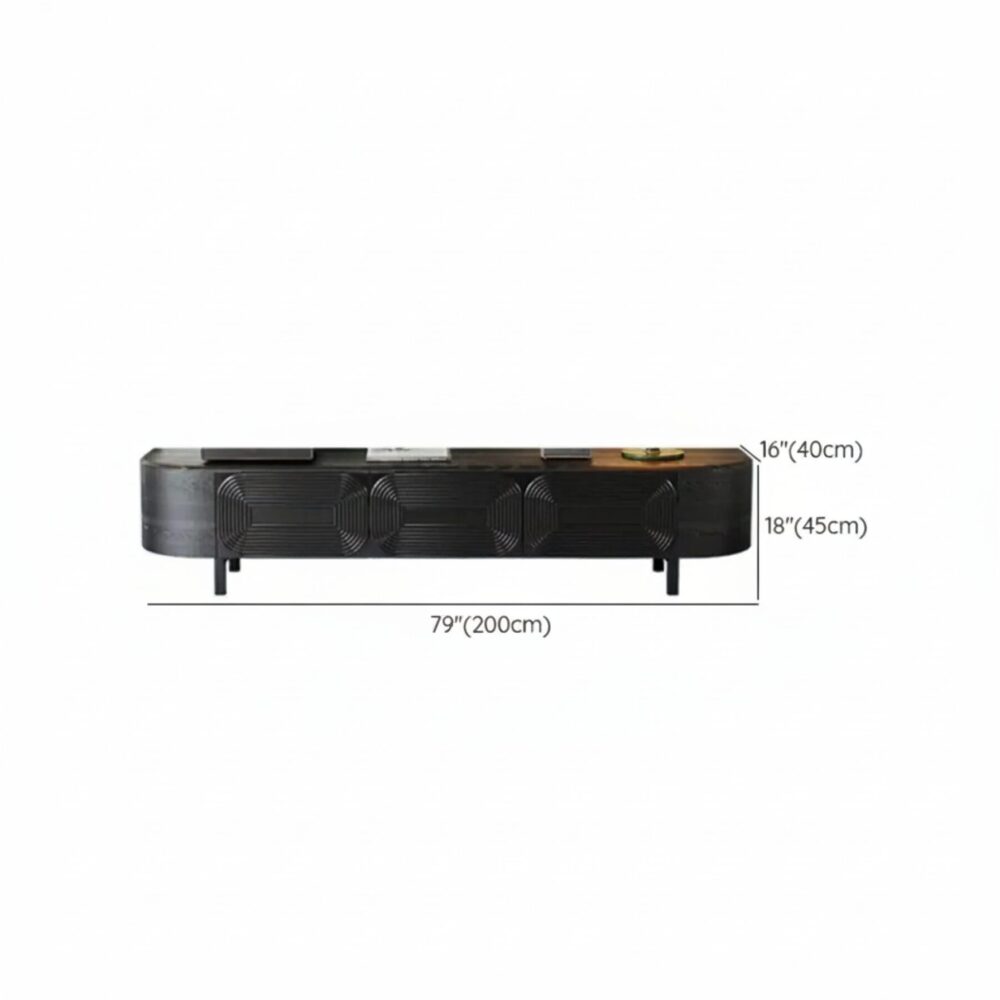 Mid Century Modern Black Wood Tv Stand With Drawers 5