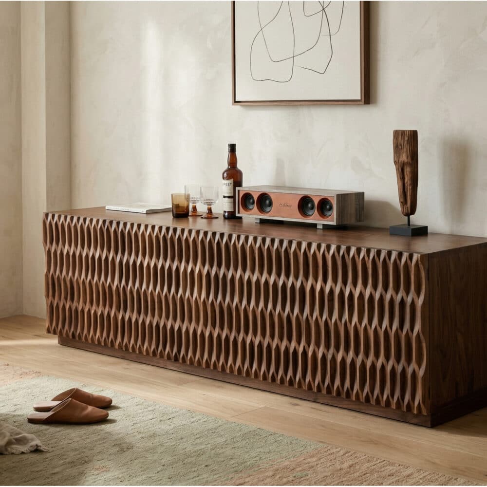 Mid-Century Modern Brown Walnut Shelf Cabinet TV Stand 相册图 #2 scene