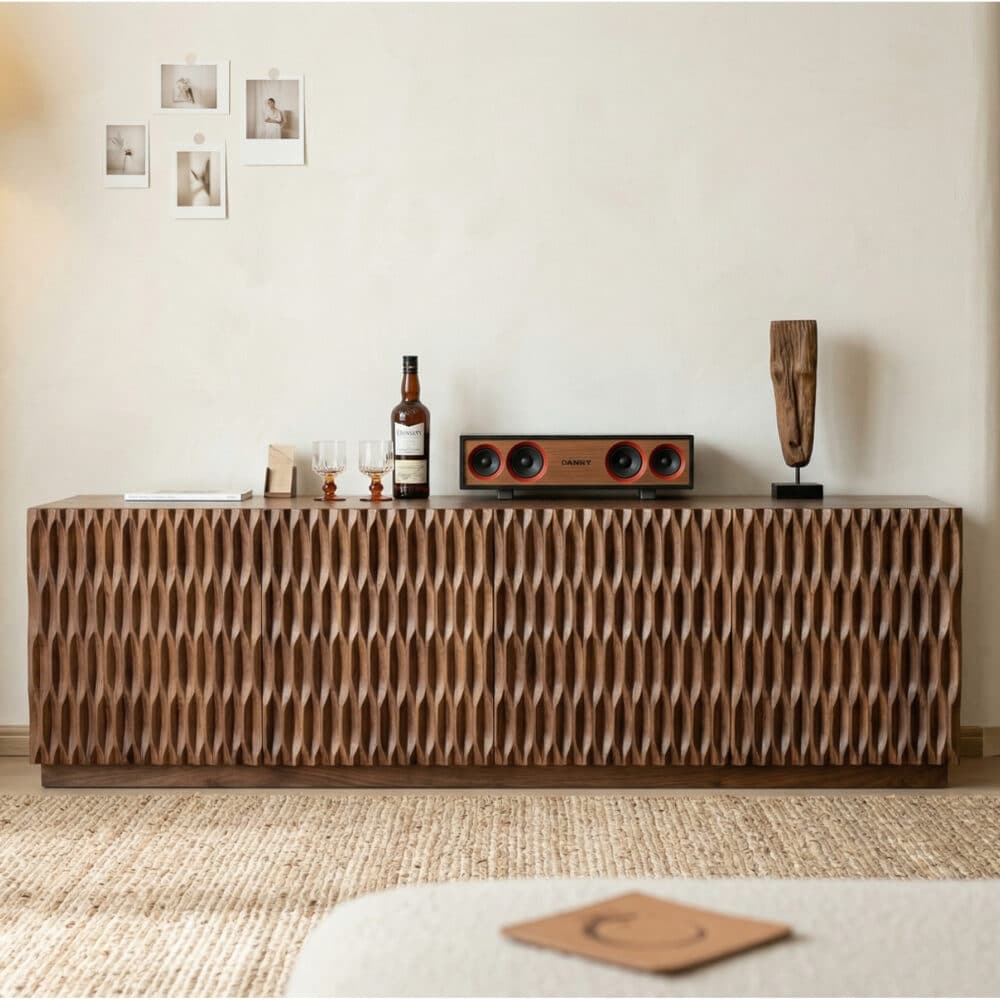 Mid-Century Modern Brown Walnut Shelf Cabinet TV Stand 相册图 #3 scene