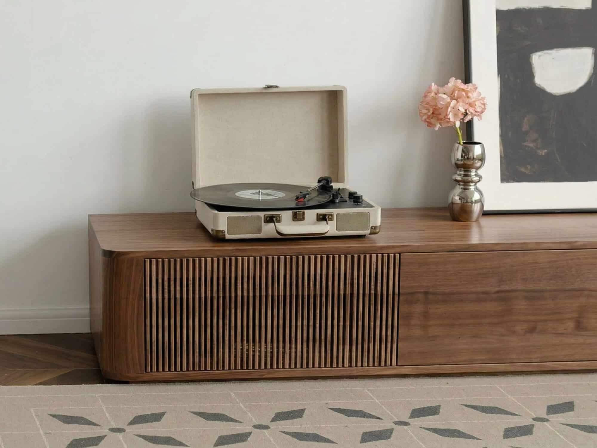 Mid-Century Modern Brown Wood Drawers Long TV Stand 相册图 #5 resized