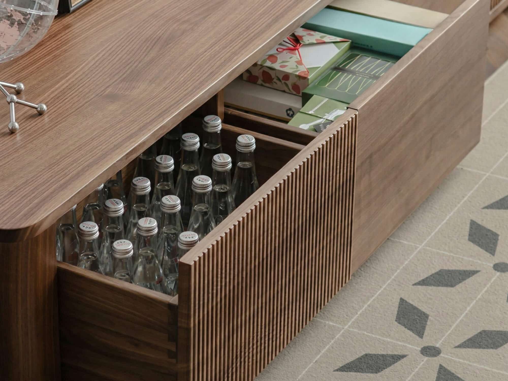 Mid-Century Modern Brown Wood Drawers Long TV Stand 相册图 #6 resized