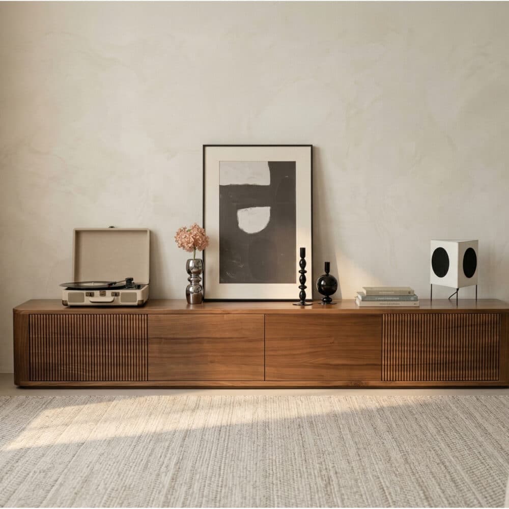 Mid-Century Modern Brown Wood Drawers Long TV Stand 商品主图 scene