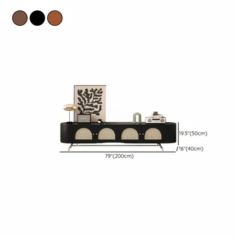 Mid Century Modern Rattan Tv Stand With Ample Storage 10