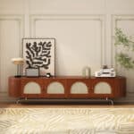 Mid Century Modern Rattan Tv Stand With Ample Storage 2