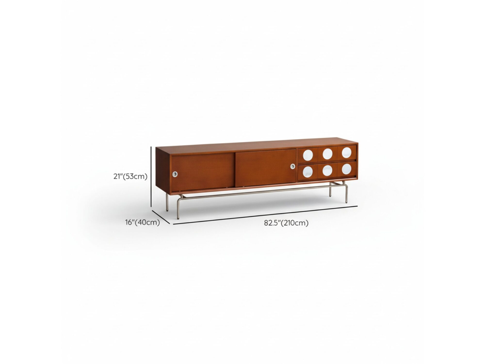 Mid Century Modern Walnut Wood Tv Stand With Sliding Doors 9