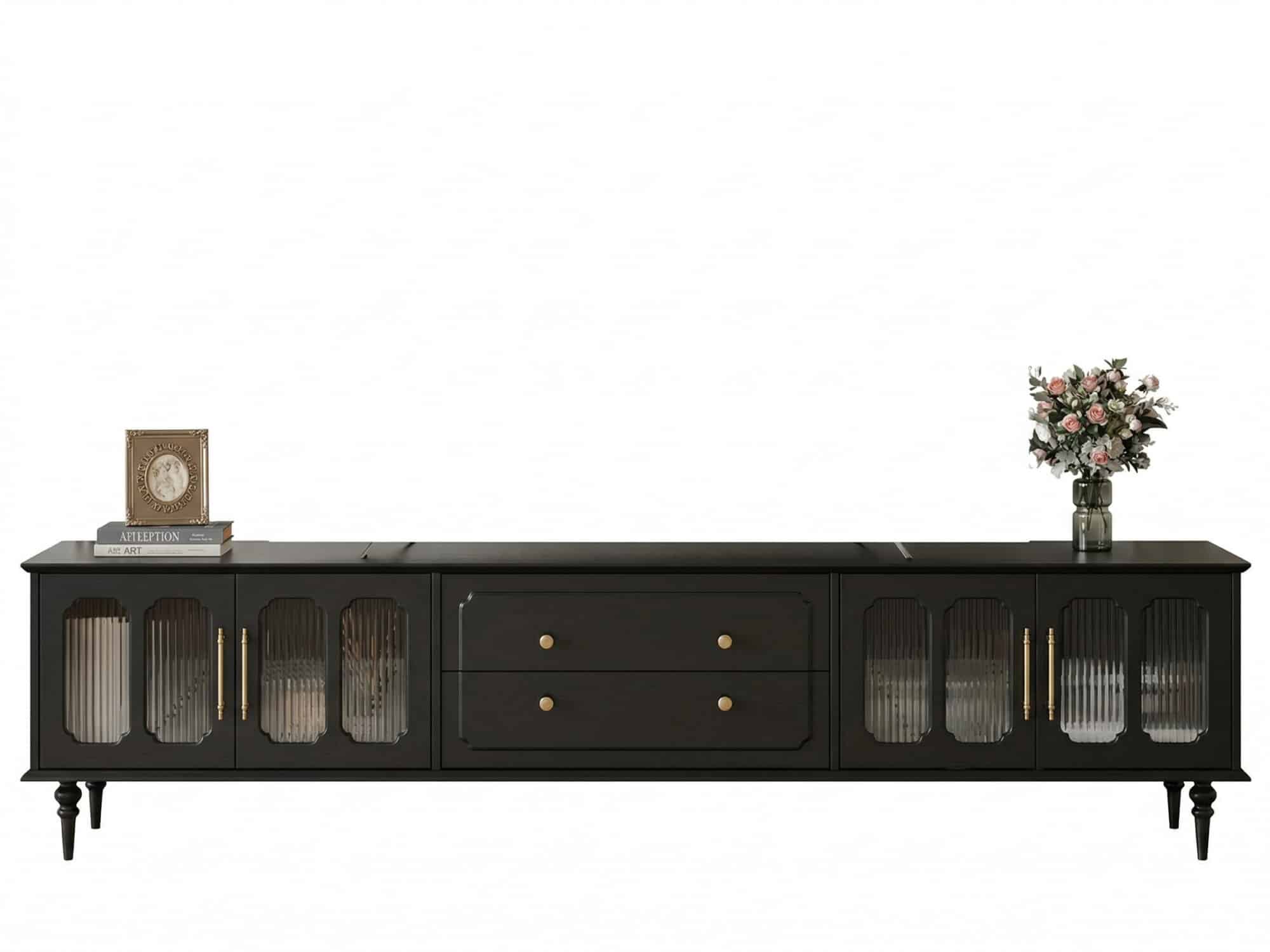 Mid-Century Modern Wood Black Drawers Long TV Stand - resized - 相册图 #1 Mid-Century Modern Wood Black Drawers Long TV Stand 相册图 #1 resized