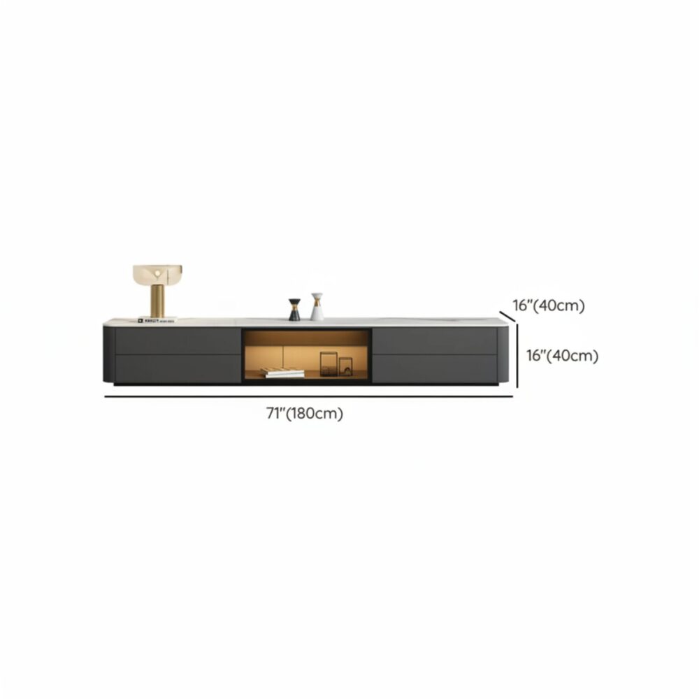 Modern Led Tv Stand With Drawers And Glass Cabinet Doors 10
