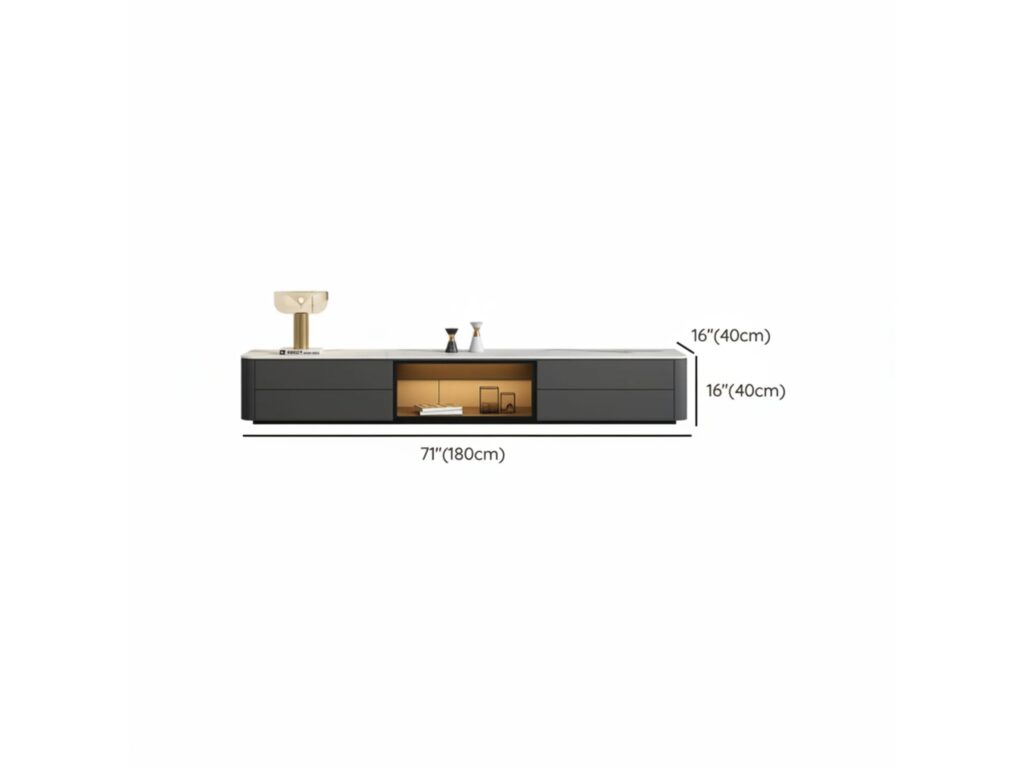 Modern Led Tv Stand With Drawers And Glass Cabinet Doors 10