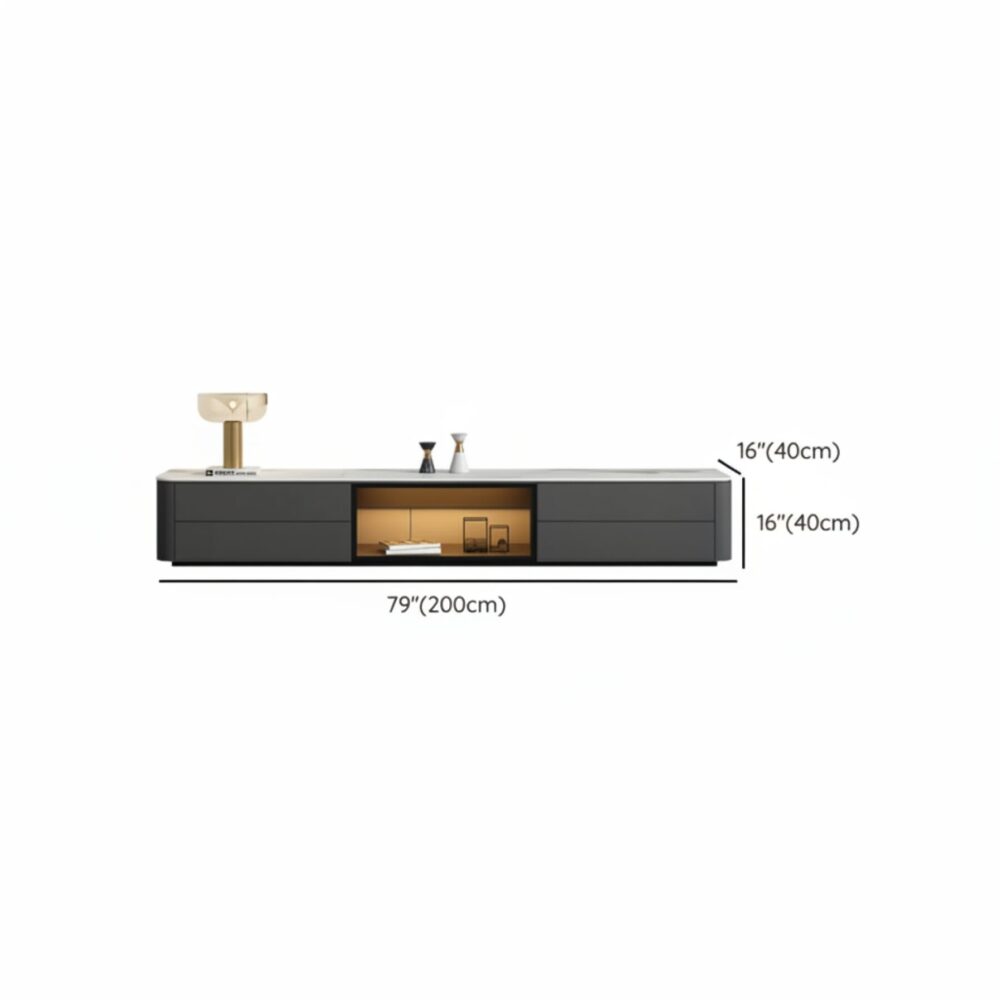 Modern Led Tv Stand With Drawers And Glass Cabinet Doors 11