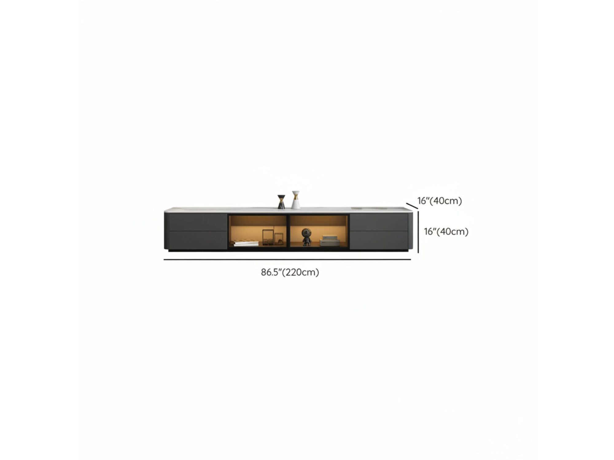 Modern Led Tv Stand With Drawers And Glass Cabinet Doors 12