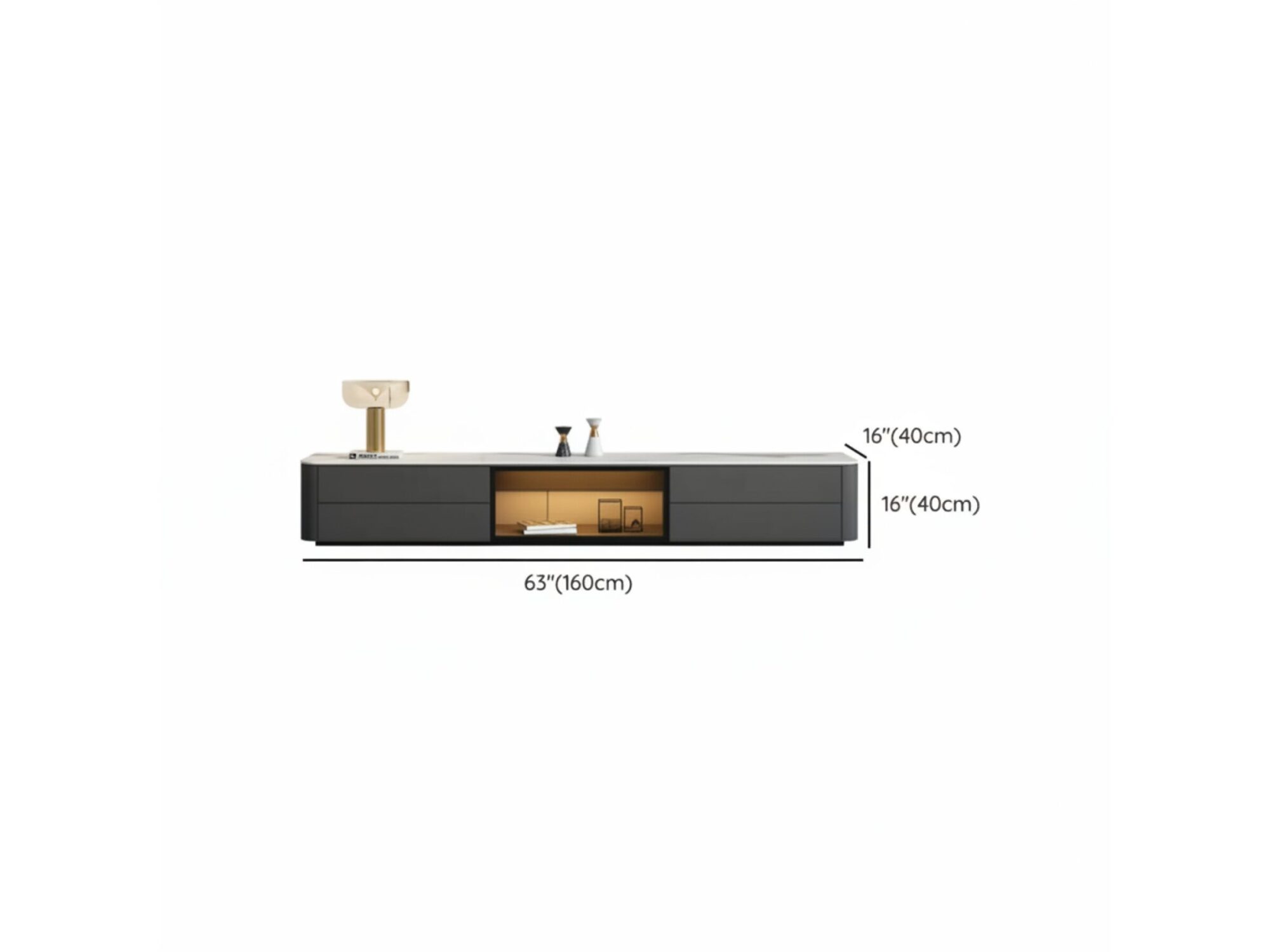 Modern Led Tv Stand With Drawers And Glass Cabinet Doors 15