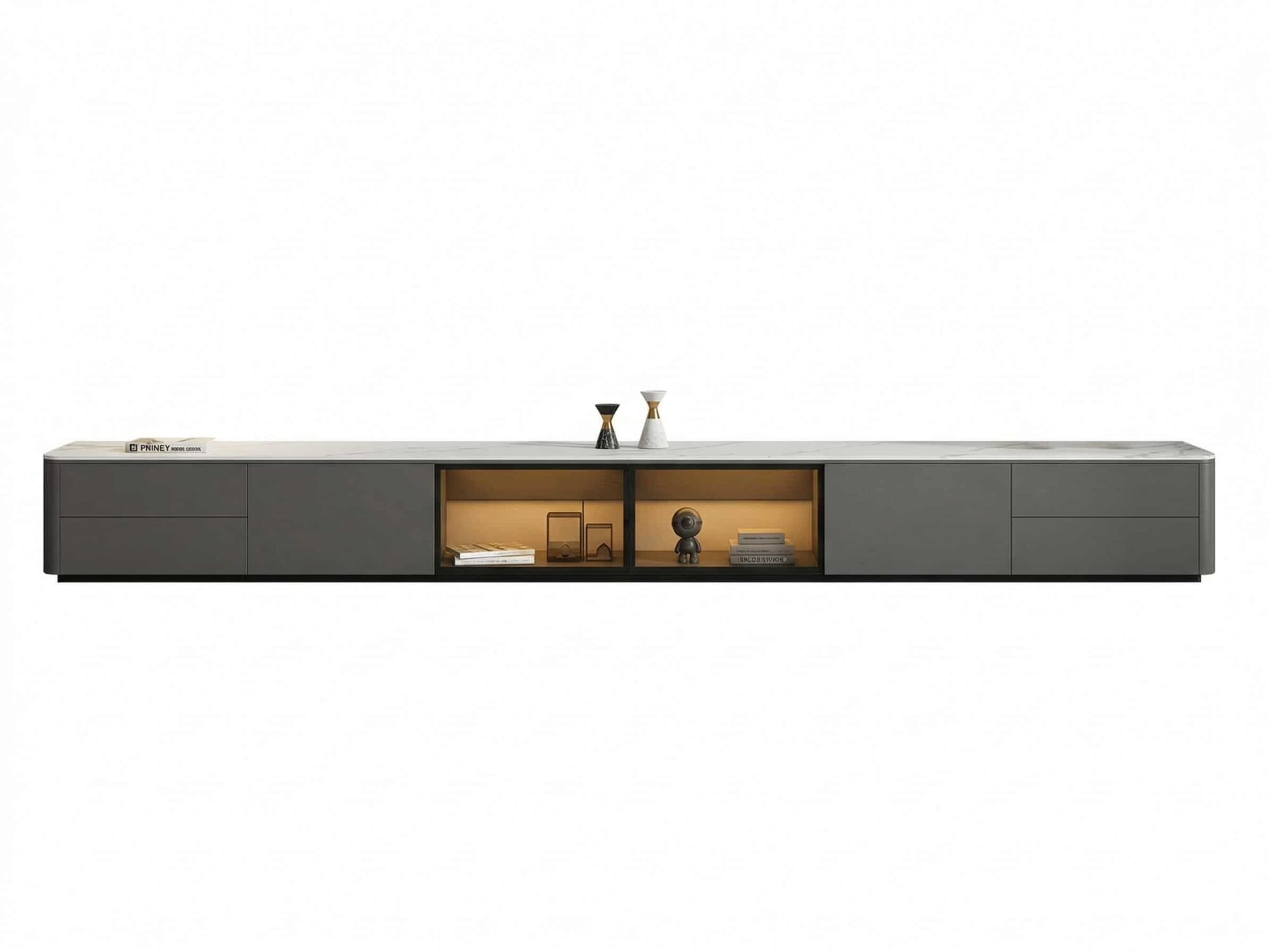Modern Led Tv Stand With Drawers And Glass Cabinet Doors 5