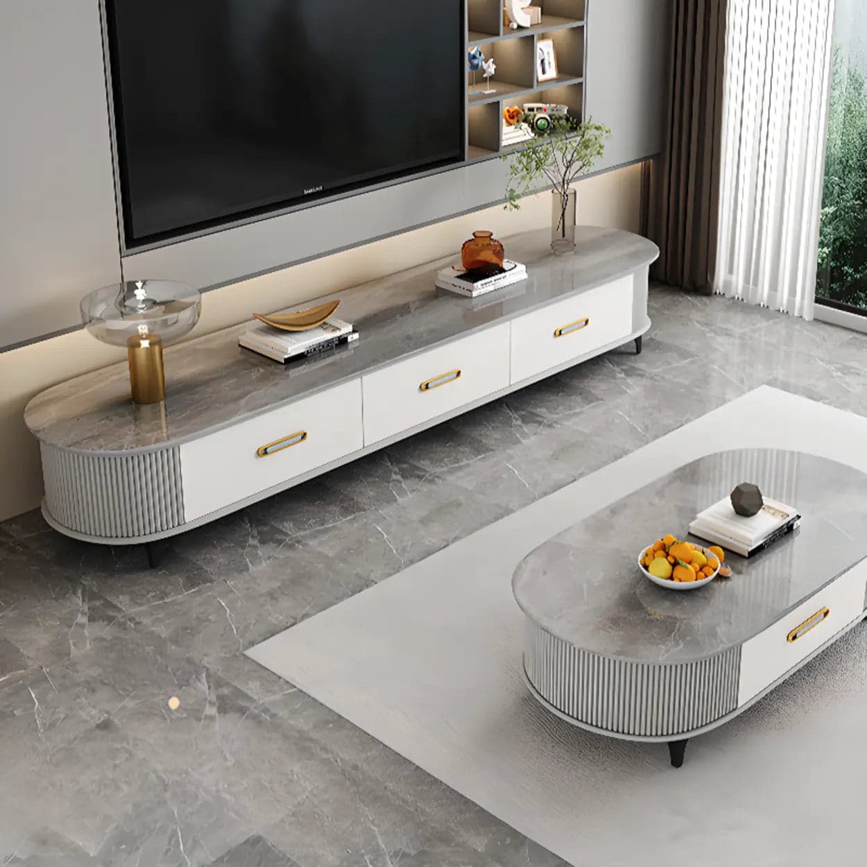 modern-marble-top-oval-tv-stand-with-storage-drawers-4 Modern Marble Top Oval Tv Stand With Storage Drawers 4