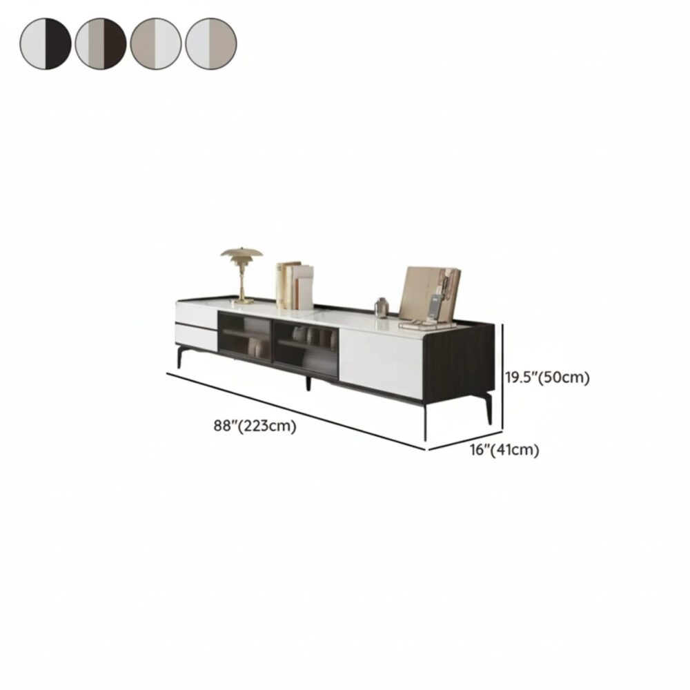 Modern Minimalist Tv Stand With Drawers And Marble Top 11