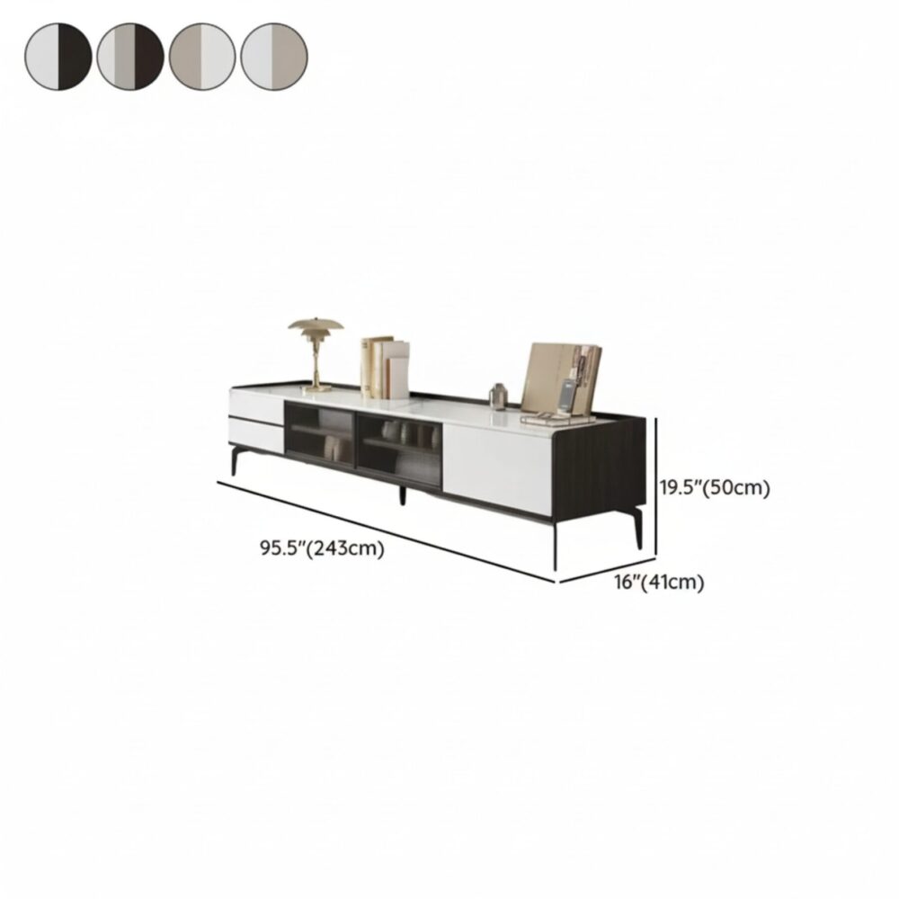 Modern Minimalist Tv Stand With Drawers And Marble Top 12