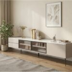 Modern Minimalist Tv Stand With Drawers And Marble Top 5