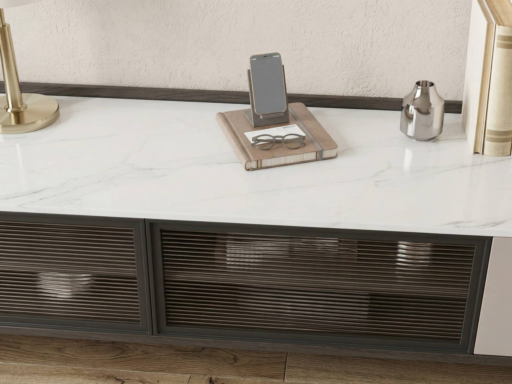 Modern Minimalist Tv Stand With Drawers And Marble Top 6